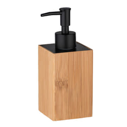 WENKO 23984100 Distributeur de savon 0,21 L Bambou, Noir