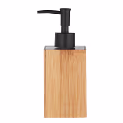 WENKO 23984100 Distributeur de savon 0,21 L Bambou, Noir