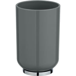 Wenko - Support Brosse à Dent Posa, Gobelet Salle de Bain, Porte Brosse à Dent, Plastique sans bpa, ø 7x11 cm, Gris/Chromé