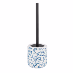 WENKO 24316100, Support et brosse pour toilettes, Noir, Bleu, Blanc, Vitrocéramique, 395 mm, 11,5 cm