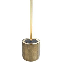 Brosse wc Rivara et son support Wenko Céramique à relief peint à la main, Tête de brosse remplaçable, Couvercle plastique, 11,5 x 12,7 cm, Doré