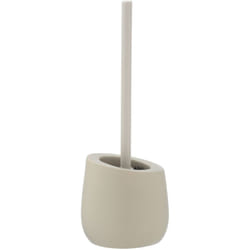 WENKO Porte Brosse WC céramique Badi, Brosse WC silicone noire avec tête de brosse WC en silicone Ø de 7,5 cm, anti-adhésive, Céramique, Ø 13,5 x 38