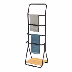 WENKO 24151100 porte-serviettes et anneau porte-serviettes Support de serviette Colonne Bambou, Noir