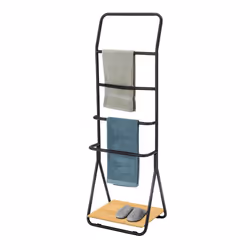 WENKO 24151100 porte-serviettes et anneau porte-serviettes Support de serviette Colonne Bambou, Noir