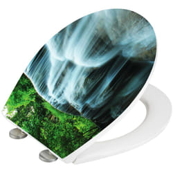 WENKO Abattant WC Original Waterfall, Abattant WC avec frein de chute, clipsable, fixation inox, Thermoplastique, 36,5x45 cm, Multicolore
