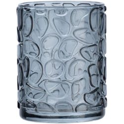 Wenko - Support Brosse à dent Vetro, Gobelet salle de bain, Porte Brosse à dent en verre à relief, Verre, 7,5x10x7,5 cm, gris transparent