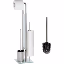 L'ensemble WC sur pied de qualité supérieure Rivalta, fabriqué en acier inox dépoli combiné au verre trempé blanc, place des  ...