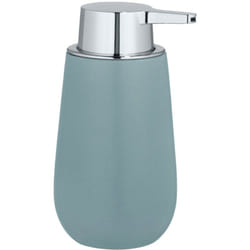 Wenko - Distributeur Savon Liquide Badi, Capacité 320 ml, céramique, 9,5x16x8 cm, bleu gris mat