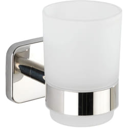 Porte brosse à dent mural Uno Mezzano, Gobelet Salle de bain mural, Acier Inox - Verre satiné, 7x9,5x10,5 cm, Brillant - Wenko