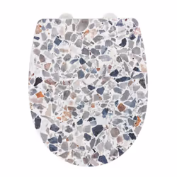 WENKO Terrazzo, Allongé, Abattant rigide, Multicolore, Blanc, Thermoplastique, 365 mm, 450 mm