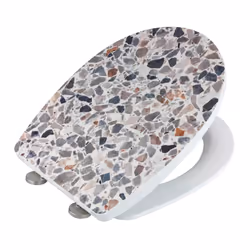 WENKO Terrazzo Abattant rigide Thermoplastique Multicolore, Blanc