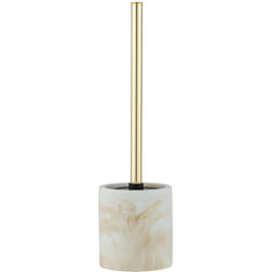 WC-Porte brosse Wenko Odos blanche or avec brosse wc noire design en polyresine marbre pour salle de bain et wc invités accessoires wc décorative