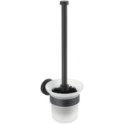 Wenko - WC-Porte brosse Bosio Black 10x35 cm inox noir brosse satiné porte brosse wc noir brosse wc design brosse wc industrielle accessoires salle