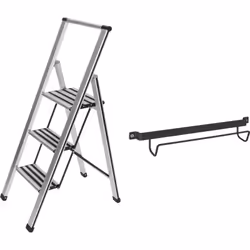L'élégant escabeau en aluminium à 3 marches de WENKO assure une posture sûre lors du travail en hauteur. Qu'il s'agisse d'acc ...