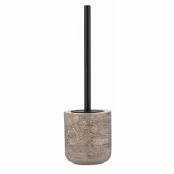 WENKO Fedio, Support et brosse pour toilettes, Noir, Bois, Vitrocéramique, 115 mm, 115 mm, 395 mm