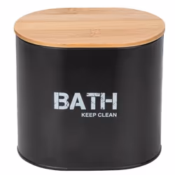 WENKO 24327100, Boîte de rangement, Noir, Bois, Ovale, Bambou, Monochromatique, Intérieure