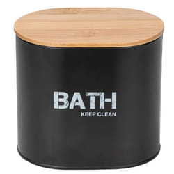 WENKO 24327100 Boîte de rangement Ovale Bambou Noir, Bois