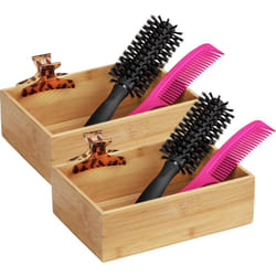Rangement salle de bain Wenko Mod Terra bambou brun 2 pcs 22 cm accessoire salle de bain bambou organisateur salle de bain boite de rangement