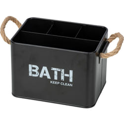 Organiseur Salle de Bain Gara 'Bath', Boite de rangement avec 4 compartiments, Poignée tressée, Acier, 19x12,5x13 cm, noir - Wenko