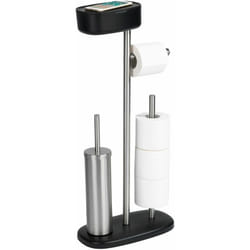 Porte-papier et brosse wc avec étagère et panier rivazza, 4in1, noir Wenko