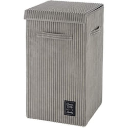 Panier à linge - WENKO - Cora - 63L - Polyester effet velours - 58x33 cm - Gris