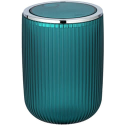 Wenko - Mini Poubelle Salle de Bain Agropoli s, Poubelle à couvercle basculant, Capacité 2L, Plastique surface givrée, ø 14,5x20 cm, Pétrole