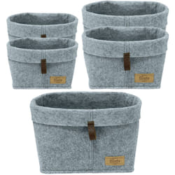 Wenko - Panier en feutre Feli gris 5 pièces 2 s 2 m 1 l set de paniers de rangement pliables en feutre pour un rangement optimal corbeille en feutre