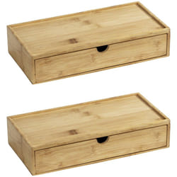 Boîte Wenko bambou Terra 2 pièces brun 28 x 6 x 14 cm boîte de rangement salle de bain boîte en bambou avec tiroir accessoire durable organisateur