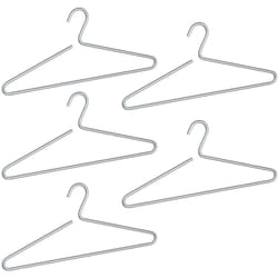 Lot de 5 Cintres Aluminium lux 42cm Wenko Cintre Design moderne et Robuste, Idéal Vêtements, Portemanteaux, Placard, 42x19x0,8cm, Aluminium Argenté