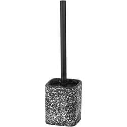 Brosse wc Terrazzo, brosse wc noire, polyrésine aspect mosaique, 10x37x10 cm, noir - blanc - Wenko