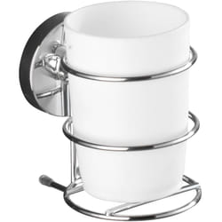 Lot de 2 gobelets à dents Milazzo Wenko Système Fixation Vaccum-Loc® sans perçage, repositionnable, Charge jusqu'à 33kg, 7,5x11,5x9,5 cm, Argent