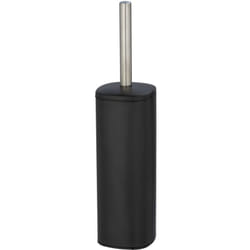 Brosse wc fermée Alassio, design fermé, brosse wc noire, Acier, 9,3x39,2x9,3 cm, Noir mat - Wenko