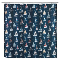 WENKO 24692100 rideau de douche Anneau Polyester Bleu