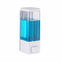 WENKO Distributeur savon liquide mural Istres distributeur gel hydroalcoolique mural sans perçage 320 ml plastique blanc