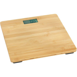 Wenko - Balance Pèse Personne Bambusa, Pèse personne électronique avec écran lcd, jusqu'à 180 kg, Bambou, 30x2,7x30 cm, marron