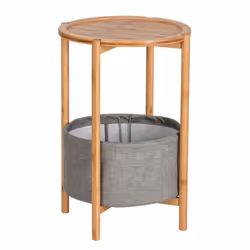 Table d'appoint Bahari avec panier, en bambou - Gris