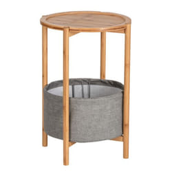 Table d'appoint Bahari avec panier, en bambou - Gris