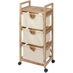Meuble de salle de bain acina avec trois contenants en bois d'acacia Wenko