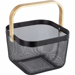 WENKO 24755100, Carré, Bambou, Acier, Bambou, Noir, 250 mm, 250 mm, 170 mm