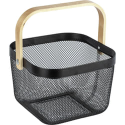 WENKO 24755100 panier à linge Carré Bambou, Acier Bambou, Noir
