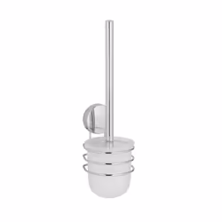 WENKO 24865100, Support et brosse pour toilettes, Argent, Métal, Plastique, Modem, 100 mm