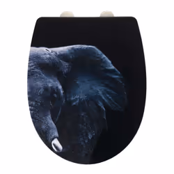 WENKO Elephant, Allongé, Abattant rigide, Multicolore, Blanc, Thermoplastique, 365 mm, 450 mm