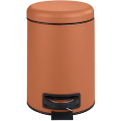 Wenko - Poubelle à pédale Leman, Petite Poubelle Salle de Bain, Capacité 3L, Acier, 17x25x22.5 cm, Terracotta mat