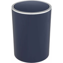 Wenko - Petite Poubelle Salle de Bain Inca bleu foncé, Poubelle salle de bain avec Couvercle, Capacité 5L, Plastique haut de gamme sans bpa, ø