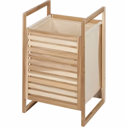 Le panier à linge en bois de WENKO avec sac en matériau ACINA est un accessoire de salle de bain ou de lessive qui vous perme ...