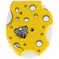 Abattant de toilette Speedy avec motif unique de tranche de fromage. La forme classique s'adapte à toutes les coques standard ...