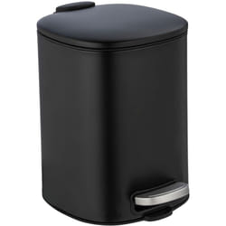 Wenko - Poubelle à pédale Alassio, petite poubelle salle de bain, capacité 5L, acier, 24,5x20,5x27 cm, noir