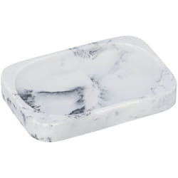 Wenko - Porte Savon Desio, Polyrésine effet marbre, 12,7x2x8,8 cm, gris - blanc