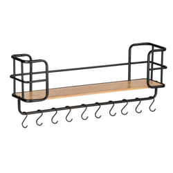 WENKO 50708800 étagères Étagère à échelle Mural Bambou, Métal Noir, Bois