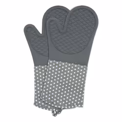 WENKO Gants de cuisine Silicone Gris 1 paire, Jeu de mitaines, Gris, Coton, Silicone, 30 °C, 185 mm, 375 mm